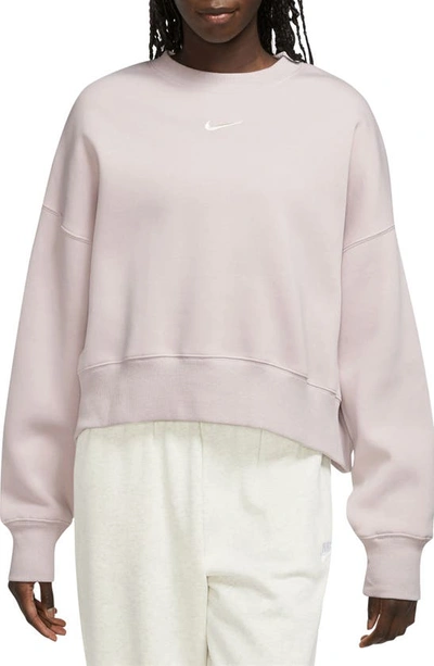 Shop Nike Phoenix Fleece Crewneck Sweatshirt In Pale Violet/ Sail