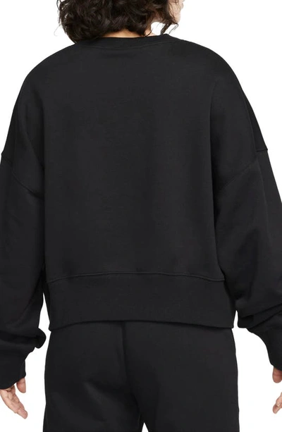 Shop Nike Phoenix Fleece Crewneck Sweatshirt In Black/ Sail