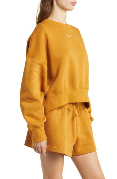 Shop Nike Phoenix Fleece Crewneck Sweatshirt In Desert Ochre/ Sail