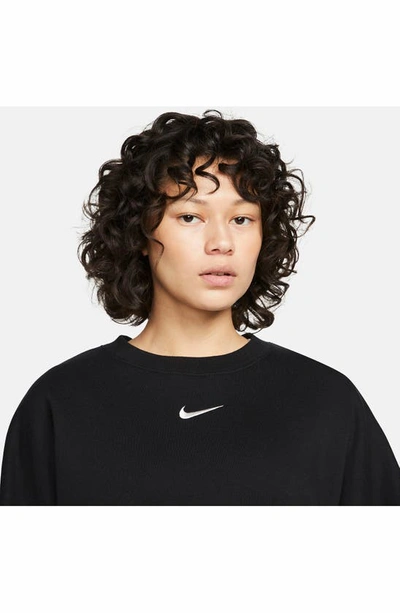 Shop Nike Phoenix Fleece Crewneck Sweatshirt In Black/ Sail