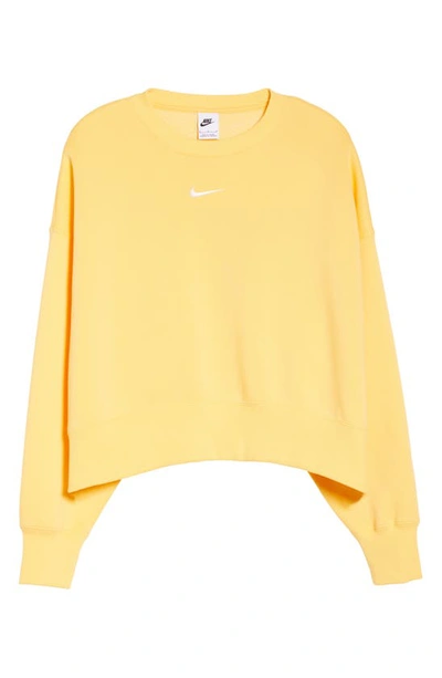 Shop Nike Phoenix Fleece Crewneck Sweatshirt In Topaz Gold/ Sail