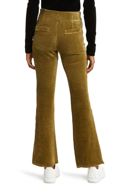 Shop Kkco Canyon Front Slit Corduroy Ankle Pants In Olive Branch