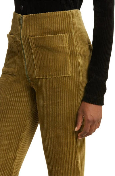 Shop Kkco Canyon Front Slit Corduroy Ankle Pants In Olive Branch