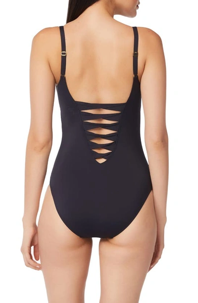 Shop Bleu By Rod Beattie Ring Me Up Plunge Neck One-piece Swimsuit In Black