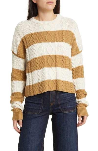 Shop Askk Ny Stripe Crewneck Sweater In Camel Stripe
