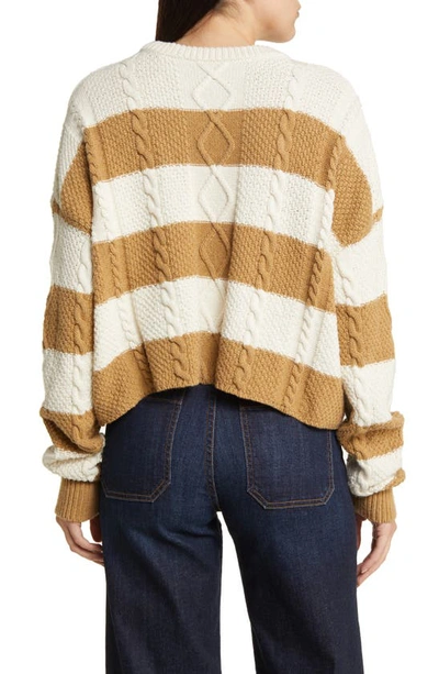 Shop Askk Ny Stripe Crewneck Sweater In Camel Stripe