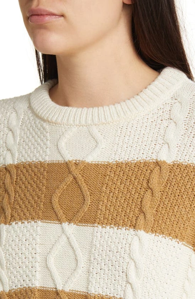 Shop Askk Ny Stripe Crewneck Sweater In Camel Stripe