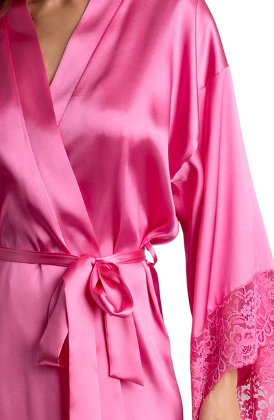 Shop In Bloom By Jonquil Love Story Lace Trim Satin Wrap In Hot Pink