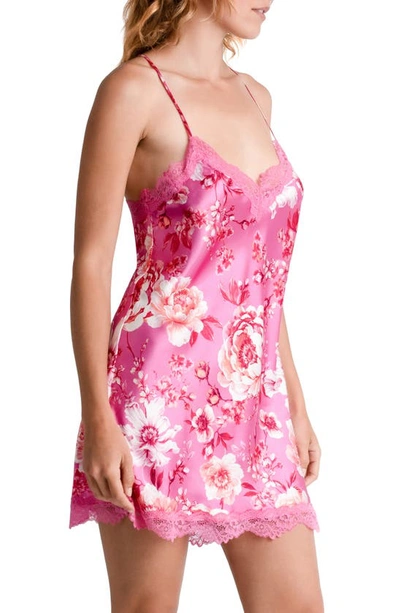 Shop In Bloom By Jonquil My Valentine Lace Trim Chemise In Hot Pink