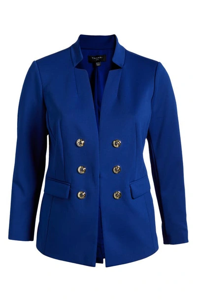 Shop Tahari Faux Double Breasted Ponte Blazer In Cobalt