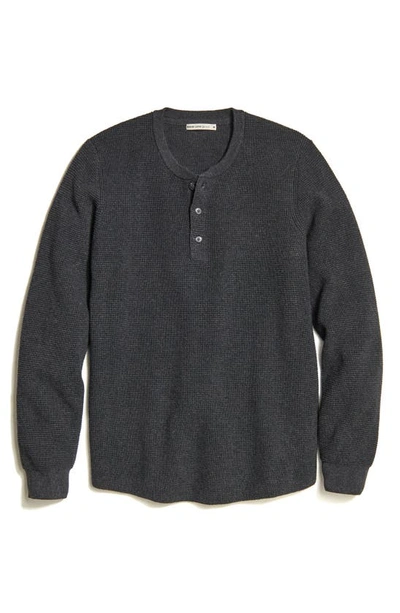 Shop Marine Layer Organic Cotton Blend Henley Sweater In Charcoal Heather