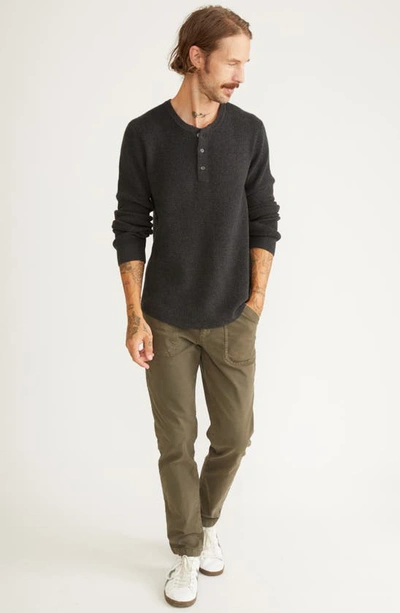 Shop Marine Layer Organic Cotton Blend Henley Sweater In Charcoal Heather