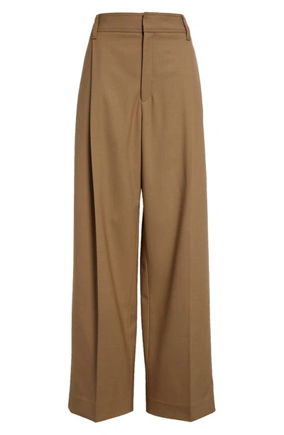 Shop Maria Mcmanus Pleat Front Organic Cotton Trousers In Toffee