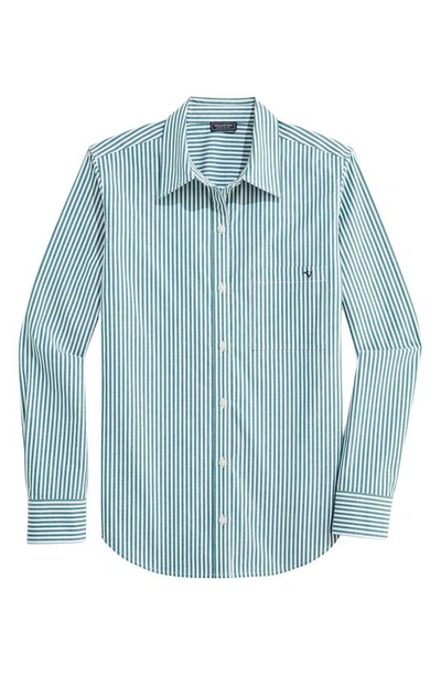Shop Vineyard Vines Stretch Cotton Button-up Shirt In Turf Green/ White