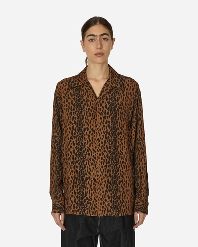 Shop Wacko Maria Hawaiian Longsleeve Shirt (type-4) In Brown