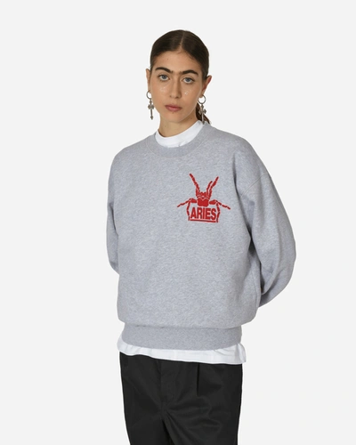 Shop Aries Silas Spider Crewneck Sweatshirt In Grey