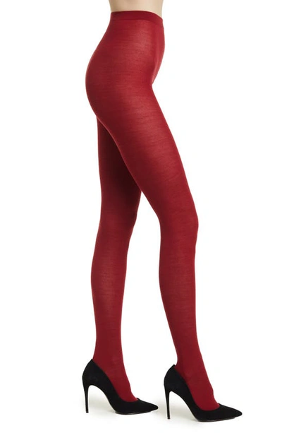 Shop Wolford Merino Wool Blend Tights In Soft Cherry