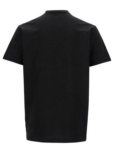 Shop Dsquared2 'ciro' Black T-shirt With Logo Graphic Print In Cotton Man