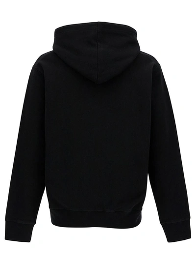 Shop Dsquared2 Black Hoodie With Logo Print In Cotton Man