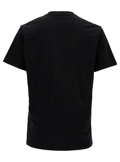 Shop Dsquared2 Black Crewneck T-shirt With Contrasting Logo Print In Cotton Man