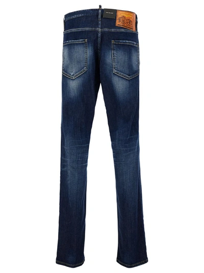 Shop Dsquared2 'cool Guy' Blue Jeans With Logo Patch In Stretch Cotton Denim Man
