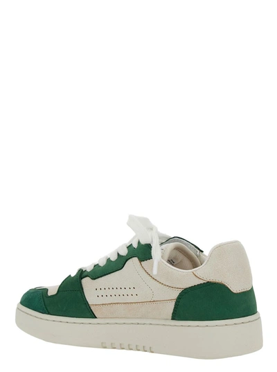 Shop Axel Arigato 'dice Low' Green And White Low Top Sneakers With Embossed Logo And Vintage Effect In Leather Woman