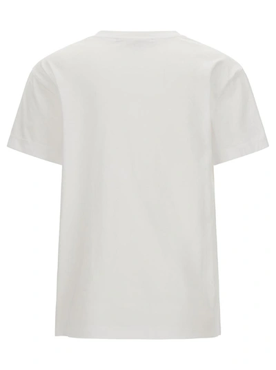 Shop Stella Mccartney White Crewneck T-shirt With Embroidered Logo At The Front In Cotton Woman