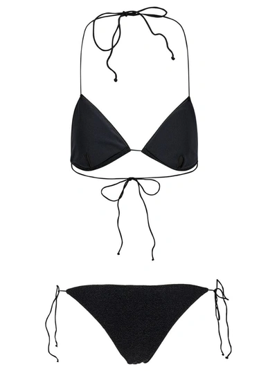 Shop Oseree 'lumière' Black Bikini With Adjustable Straps In Polyamide Blend Woman