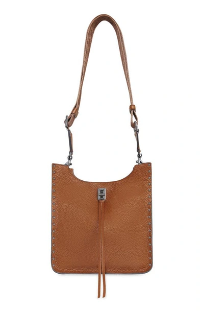 Shop Rebecca Minkoff Medium Darren North/south Leather Shoulder Bag In Rocher
