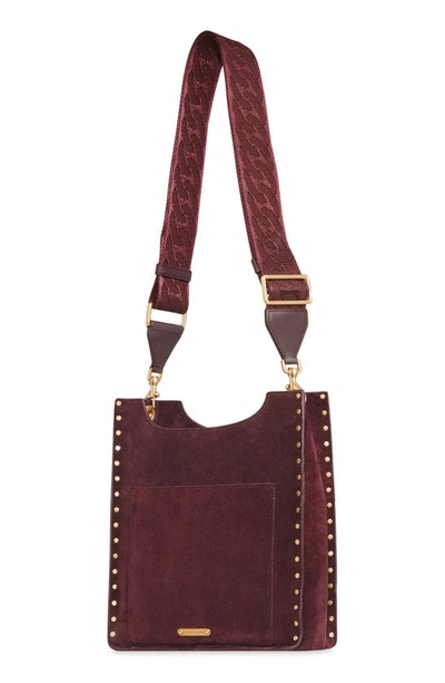 Shop Rebecca Minkoff Medium Darren North/south Leather Shoulder Bag In Garnet