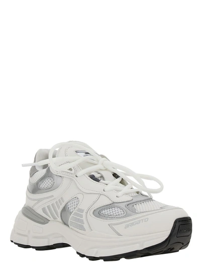 Shop Axel Arigato 'marathon Ghost Runner' White Low Top Sneakers With Reflectivce Details In Leather Blend Woman