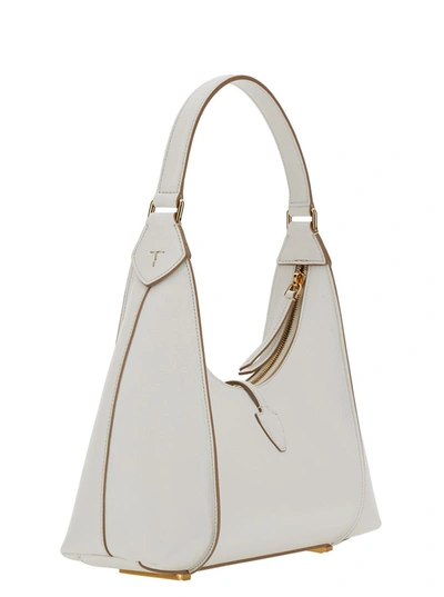 Shop Tod's White Shoulder Bag With T Timeless Charm In Leather Woman