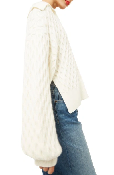 Shop Equipment Raysha Cable Stitch Wool Sweater In Nature White