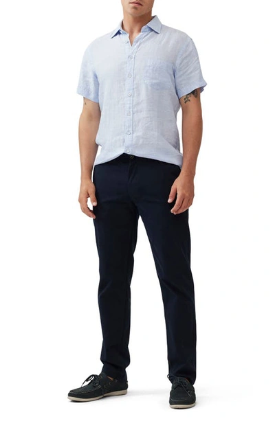 Shop Rodd & Gunn Ellerslie Short Sleeve Linen Button-up Shirt In Iris