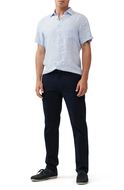 Rodd & Gunn Ellerslie Short Sleeve Linen Button-up Shirt In Iris