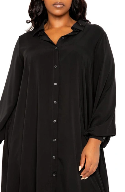 Shop Buxom Couture Drape Maxi Shirtdress In Black