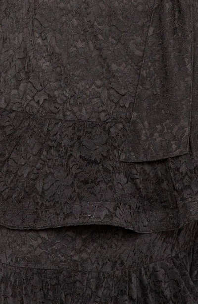 Buxom Couture Tiered Lace Long Sleeve Maxi Dress In Black