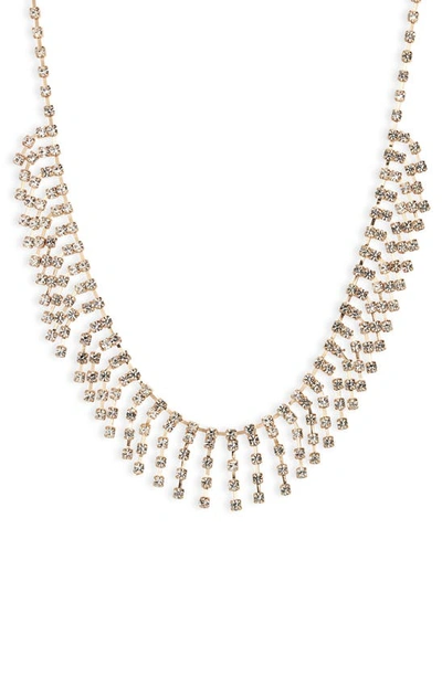 Shop Open Edit Rhinestone Fringe Collar Necklace In Clear- Gold