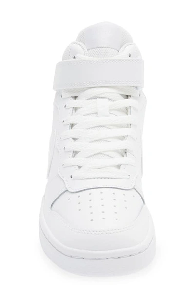 Shop Nike Kids' Court Borough Mid 2 Basketball Shoe In White/ White