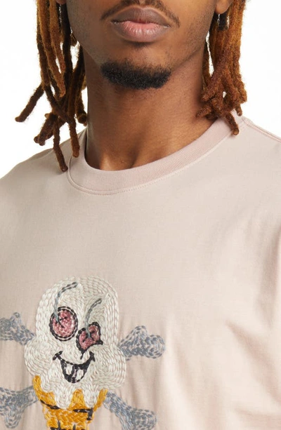 Shop Icecream Cherry Face Embroidered T-shirt In Rose Smoke