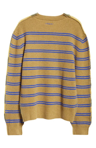 Shop Marni Mixed Stripe Mohair & Wool Blend Crewneck Sweater In Acid