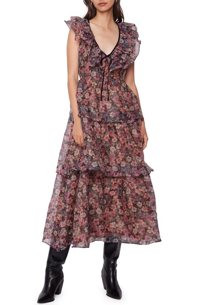 Shop Lost + Wander Botanique Floral Ruffle Tiered Dress In Black-floral