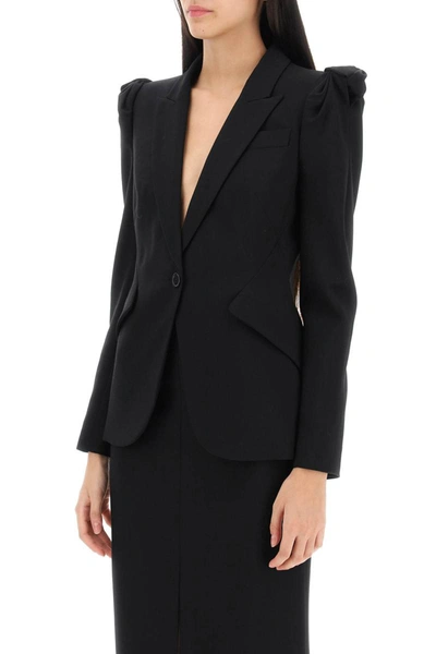 Shop Alexander Mcqueen Jacket With Knotted Shoulders In Black