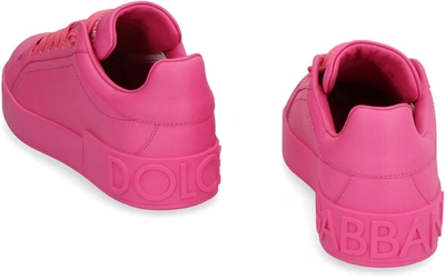 Shop Dolce & Gabbana Portofino Leather Sneakers In Pink