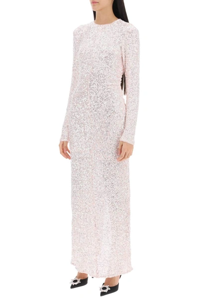 Shop Ganni Sequined Maxi Dress In Pink