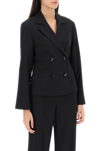 Shop Ganni Shaped Double-breasted Jacket In Black