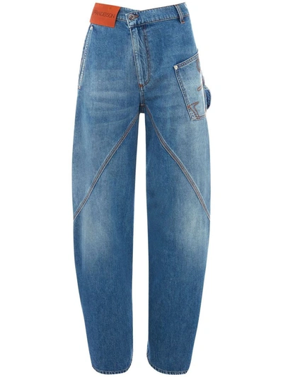 Shop Jw Anderson J.w. Anderson Twisted Workwear Wide-leg Jeans In Blue