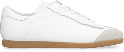 Shop Maison Margiela Leather Low-top Sneakers In White