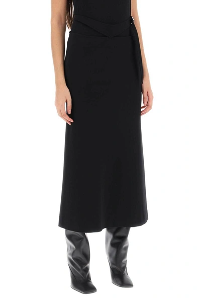 Shop Attico The  Midi Skirt With Cut-out Waist In Black