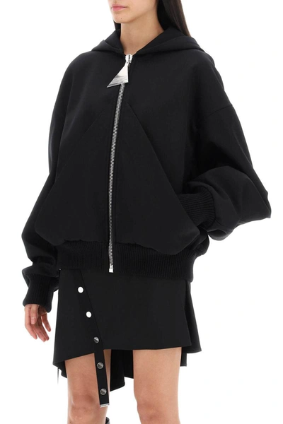 Shop Attico The  Oversized Hooded Bomber Jacket In Black